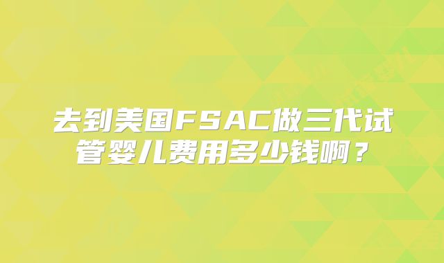 去到美国FSAC做三代试管婴儿费用多少钱啊？