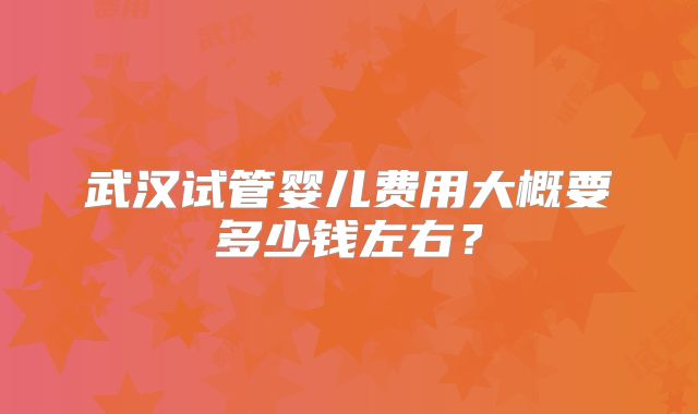 武汉试管婴儿费用大概要多少钱左右?