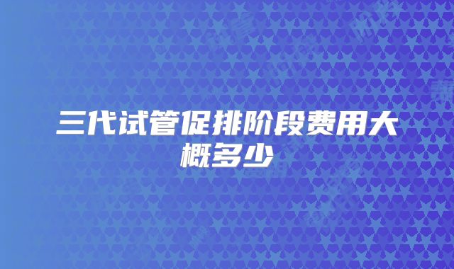 三代试管促排阶段费用大概多少