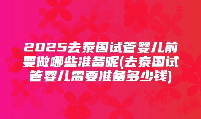 2025去泰国试管婴儿前要做哪些准备呢(去泰国试管婴儿需要准备多少钱)