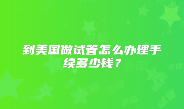 到美国做试管怎么办理手续多少钱？