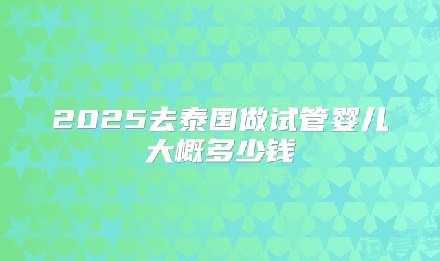 2025去泰国做试管婴儿大概多少钱