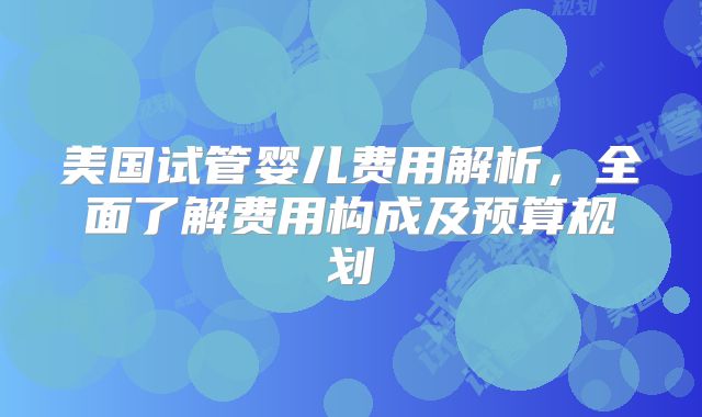 美国试管婴儿费用解析，全面了解费用构成及预算规划