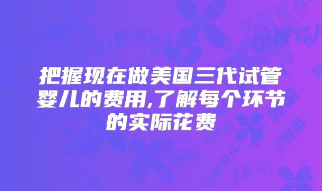 把握现在做美国三代试管婴儿的费用,了解每个环节的实际花费