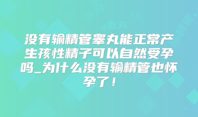 没有输精管睾丸能正常产生孩性精子可以自然受孕吗_为什么没有输精管也怀孕了！
