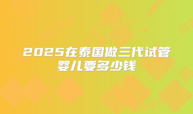 2025在泰国做三代试管婴儿要多少钱