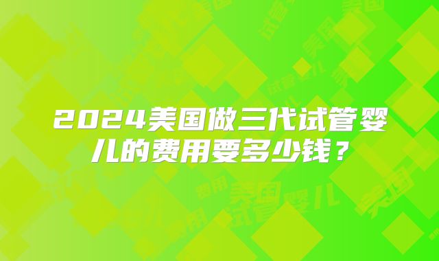 2024美国做三代试管婴儿的费用要多少钱？
