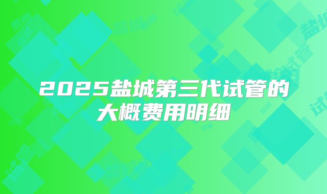 2025盐城第三代试管的大概费用明细