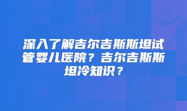 深入了解吉尔吉斯斯坦试管婴儿医院？吉尔吉斯斯坦冷知识？