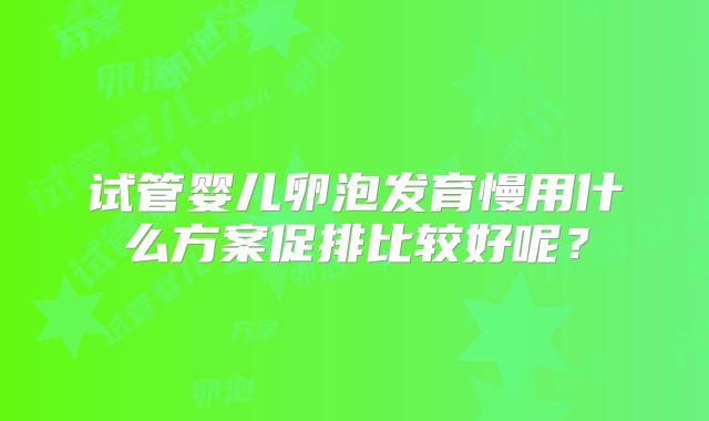 试管婴儿卵泡发育慢用什么方案促排比较好呢？