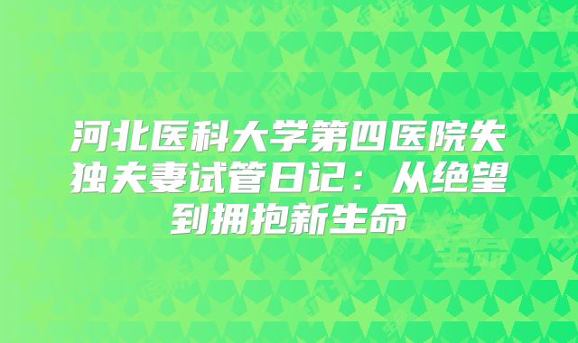 河北医科大学第四医院失独夫妻试管日记：从绝望到拥抱新生命
