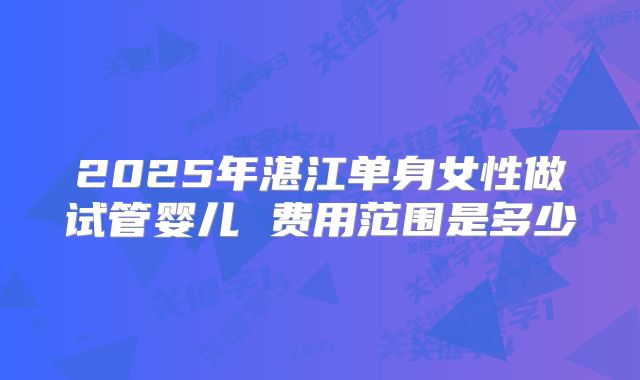2025年湛江单身女性做试管婴儿 费用范围是多少