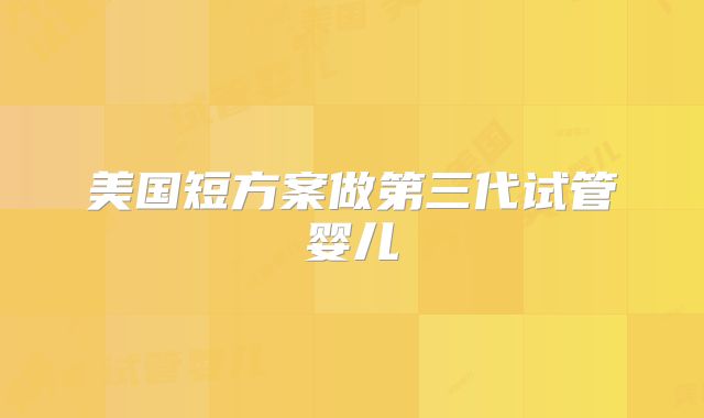 美国短方案做第三代试管婴儿