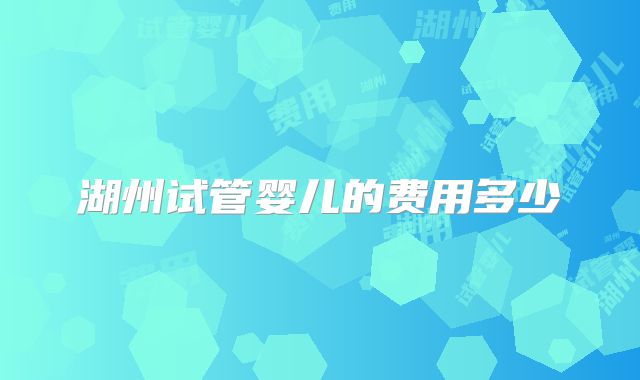 湖州试管婴儿的费用多少