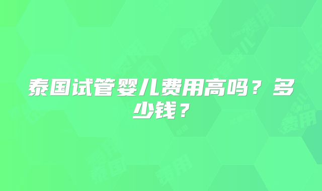 泰国试管婴儿费用高吗?多少钱?
