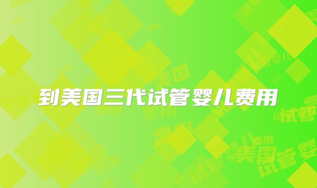 到美国三代试管婴儿费用