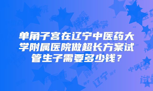 单角子宫在辽宁中医药大学附属医院做超长方案试管生子需要多少钱?