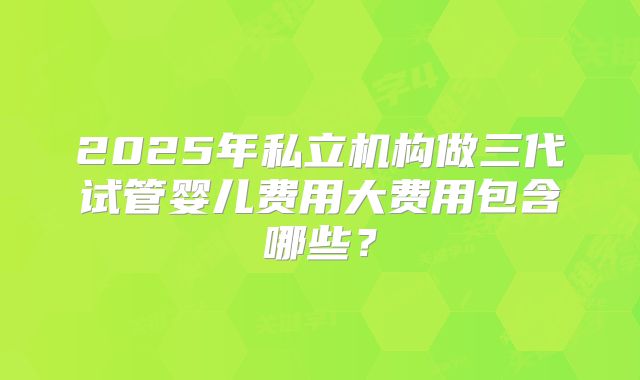 2025年私立机构做三代试管婴儿费用大费用包含哪些？