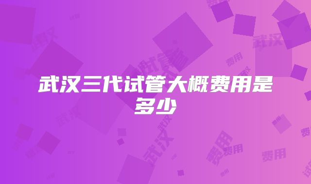 武汉三代试管大概费用是多少