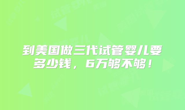 到美国做三代试管婴儿要多少钱，6万够不够！