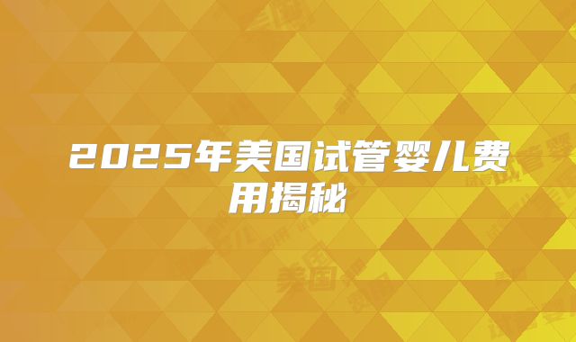 2025年美国试管婴儿费用揭秘