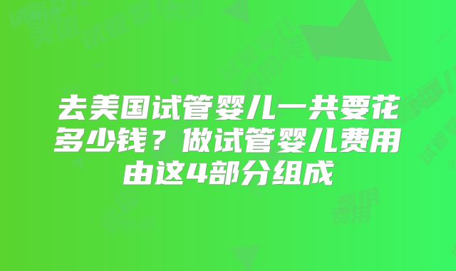 去美国试管婴儿一共要花多少钱？做试管婴儿费用由这4部分组成
