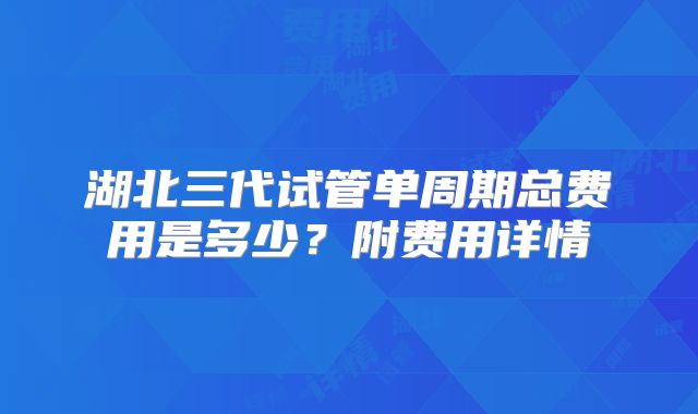 湖北三代试管单周期总费用是多少？附费用详情