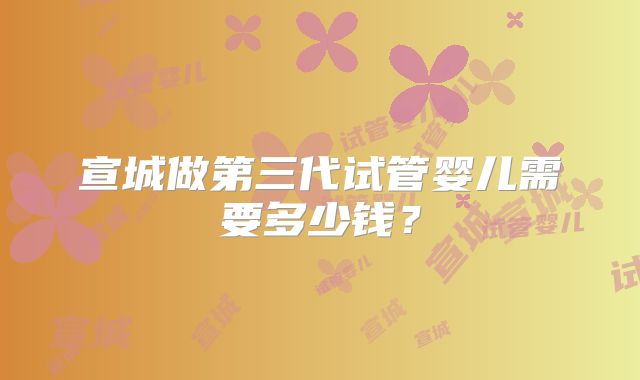 宣城做第三代试管婴儿需要多少钱？
