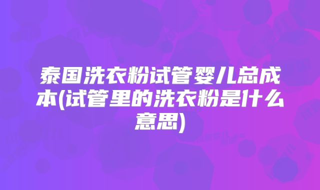 泰国洗衣粉试管婴儿总成本(试管里的洗衣粉是什么意思)