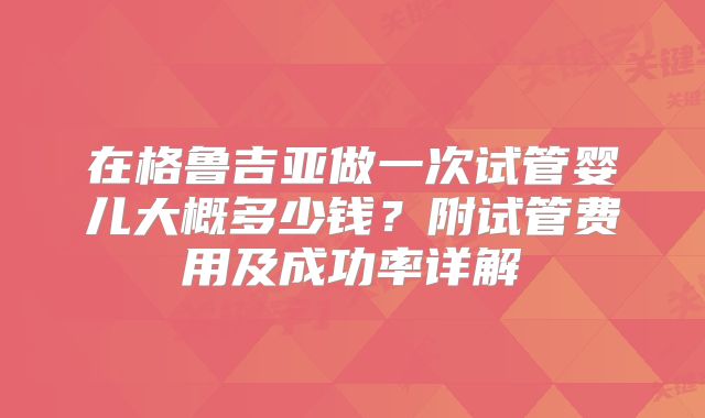 在格鲁吉亚做一次试管婴儿大概多少钱？附试管费用及成功率详解