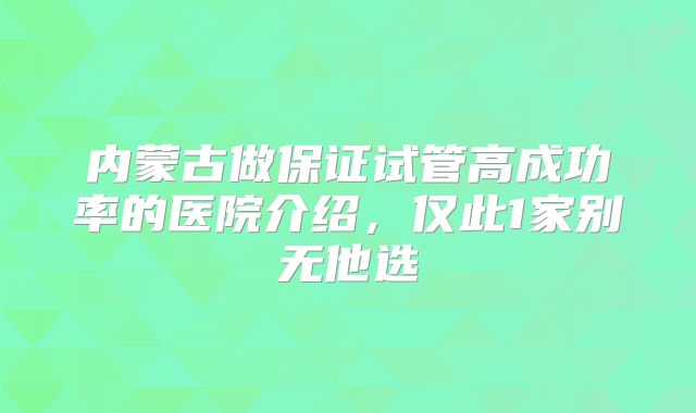 内蒙古做保证试管高成功率的医院介绍,仅此1家别无他选