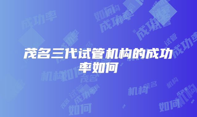 茂名三代试管机构的成功率如何
