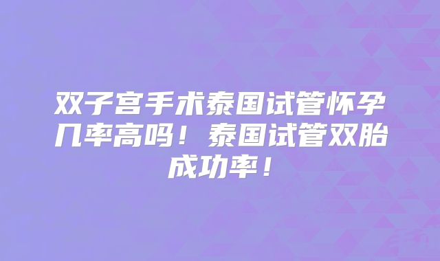 双子宫手术泰国试管怀孕几率高吗！泰国试管双胎成功率！