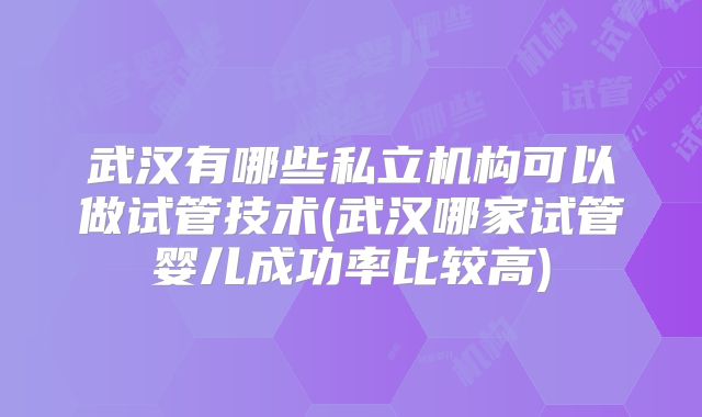 武汉有哪些私立机构可以做试管技术(武汉哪家试管婴儿成功率比较高)