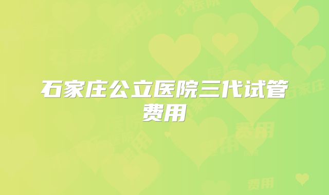 石家庄公立医院三代试管费用