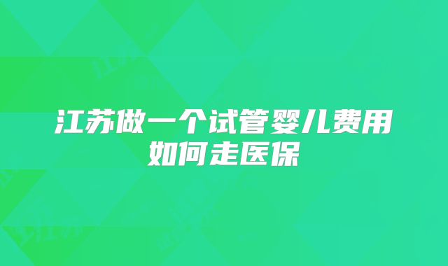 江苏做一个试管婴儿费用如何走医保
