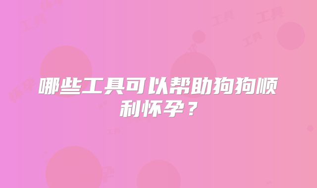 哪些工具可以帮助狗狗顺利怀孕？