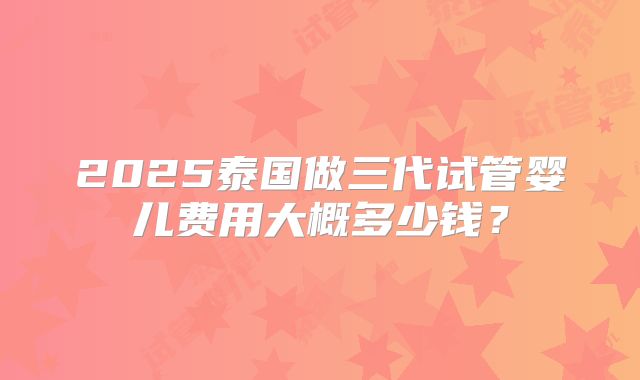 2025泰国做三代试管婴儿费用大概多少钱？
