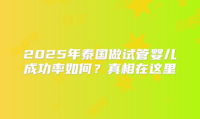2025年泰国做试管婴儿成功率如何？真相在这里