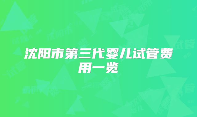 沈阳市第三代婴儿试管费用一览