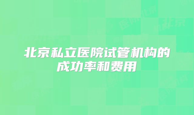 北京私立医院试管机构的成功率和费用