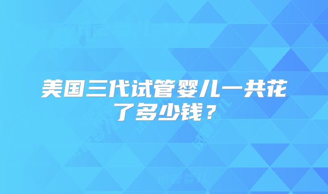 美国三代试管婴儿一共花了多少钱？