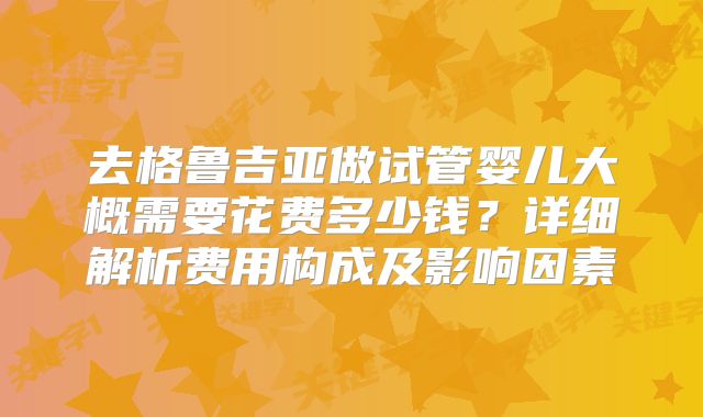 去格鲁吉亚做试管婴儿大概需要花费多少钱？详细解析费用构成及影响因素