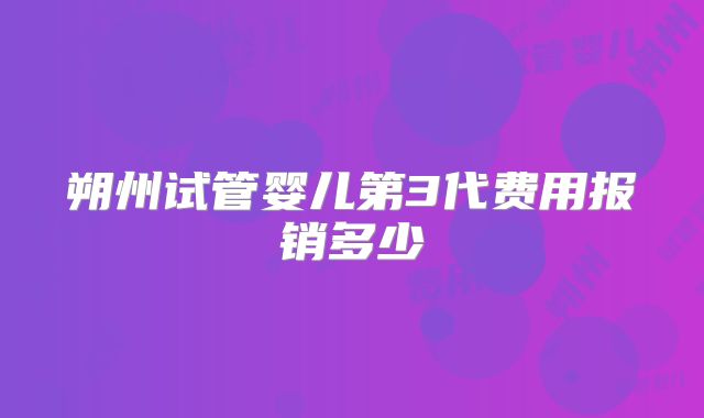 朔州试管婴儿第3代费用报销多少