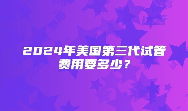 2024年美国第三代试管费用要多少？