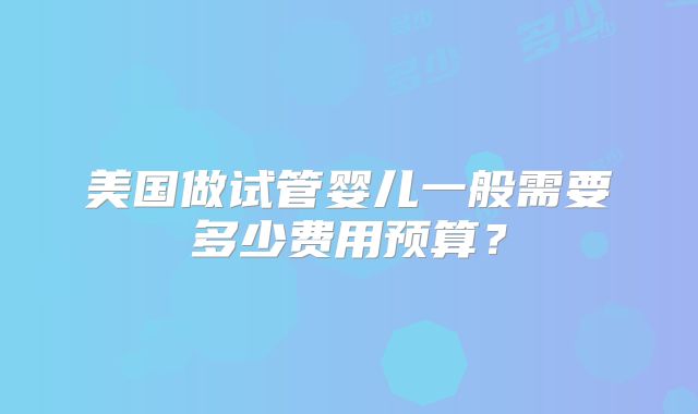 美国做试管婴儿一般需要多少费用预算？