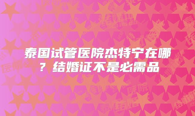 泰国试管医院杰特宁在哪？结婚证不是必需品