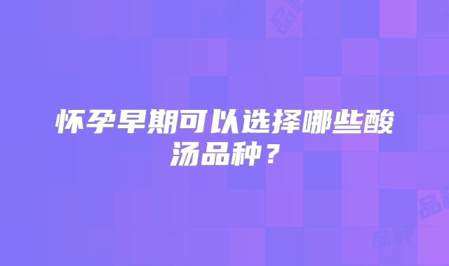 怀孕早期可以选择哪些酸汤品种？