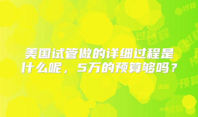 美国试管做的详细过程是什么呢，5万的预算够吗？