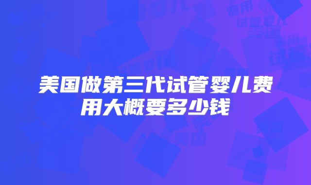 美国做第三代试管婴儿费用大概要多少钱